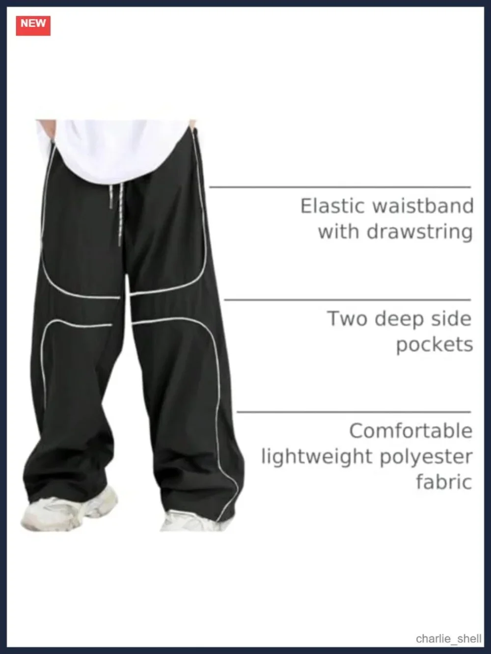 Y2K Baggy Sweatpants Men's Contrast Piping Track Pants with Pockets